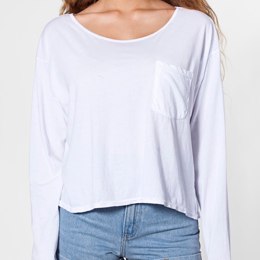 American Apparel Long Sleeve Cropped Pocket Tee